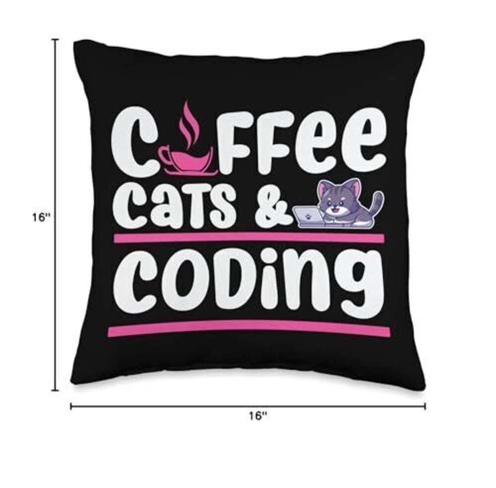4689 Funny Programmer Coder Programming - Coffee Cats And Coding Throw - Picture 4 of 4